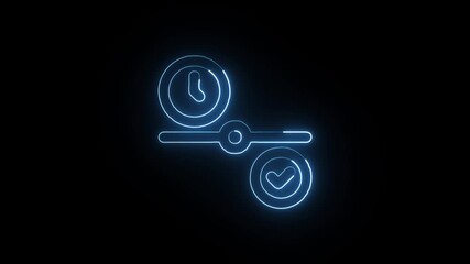 Progress Timeline Animation with Glowing Lines on Black Background