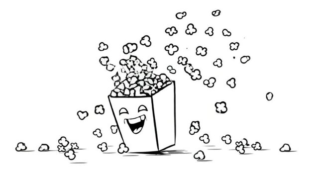 Bursting Popcorn Box Cartoon Character Celebrating