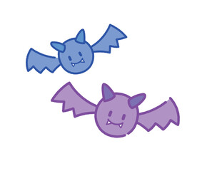 かわいいコウモリのイラスト（ハロウィン素材）/Cute Bat Illustration (Halloween Material)
