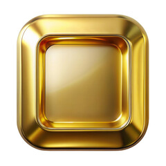 3d golden square frame isolated on transparent background