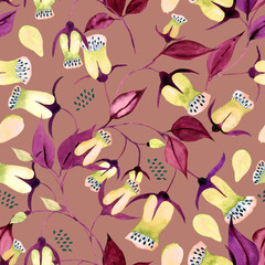 A vintage watercolor pattern with foxglove flowers. Rich colors create a sophisticated design for textiles, apparel, and home decor.