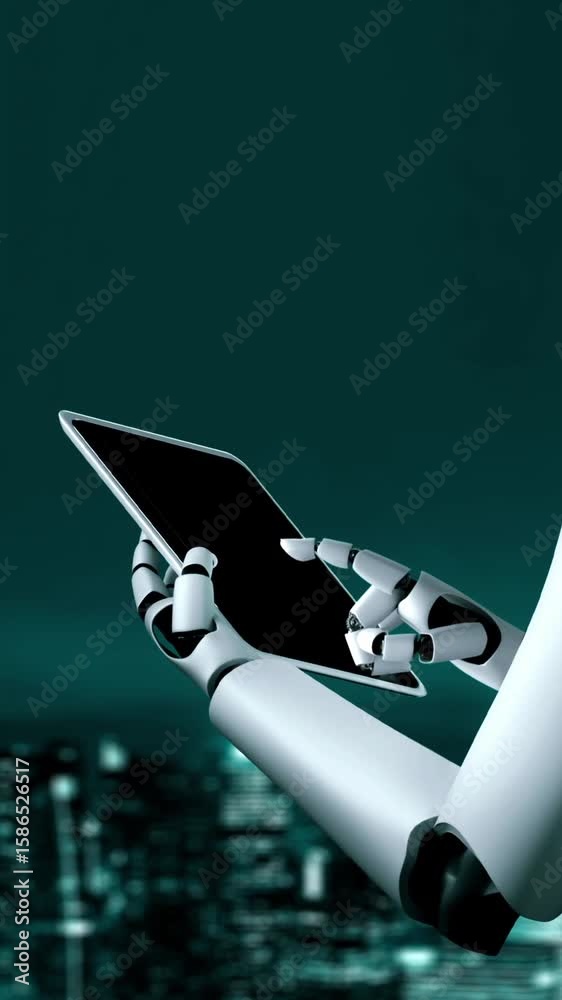 Poster future financial technology controll by ai robot huminoid uses machine learning and artificial intel