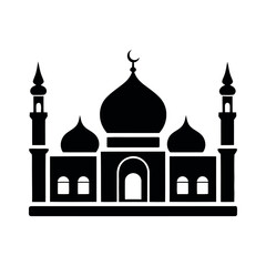 Islamic mosque building with domes and minarets architecture