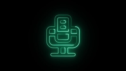 Podcast Icon Animation with Glowing Lines on Black Background