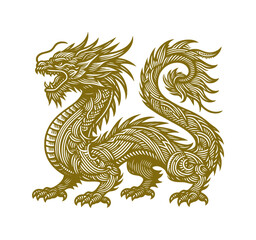 dragon line drawing - ethnical tribal tattoo style (artwork 3)