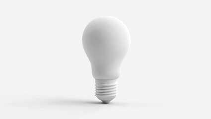 Simple White Light Bulb on Clean Minimalist Background