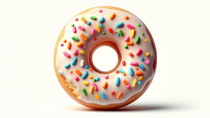 Delicious Donut with Colorful Sprinkles, Bite Taken