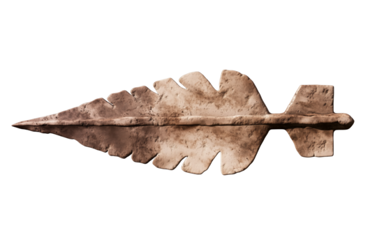 Neolithic arrowhead made of iron, rusty antiquity