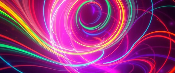 Obraz premium Abstract swirling neon colors forming dynamic music visualizer, technology, modern