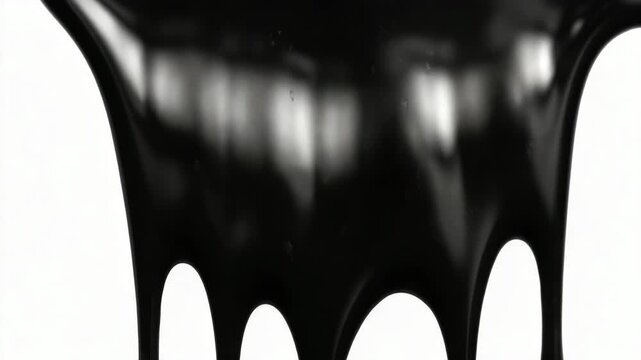 Black liquid dripping from a surface creating a bold visual effect