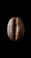 Macro Coffee Bean Isolated on Black Background with Rich Texture