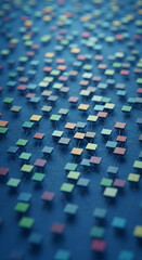 Obraz premium Abstract image of interconnected pastel squares on a blue background, representing network, connection, or system concept