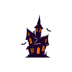 Spooky Silhouette of a Haunted House with Bats and Moonlit Sky