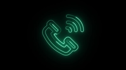 Phone Call Animation with Glowing Lines on Black Background