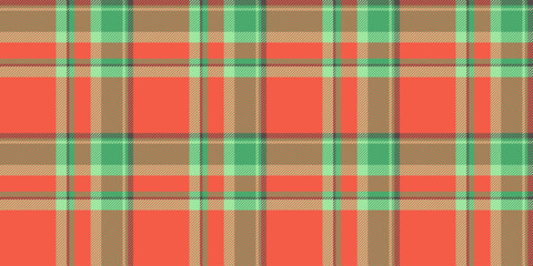 Vibrant coral, mint green, and taupe plaid pattern.  Perfect for textile design, website backgrounds, or crafting projects.