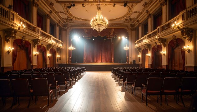 Grand theater interior, empty auditorium