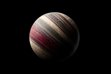 earth wrapped in indigenous patterns in digital art, symbolizes heritage and unity in a conceptual way