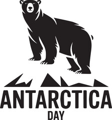 Antarctica Day silhouette vector Illustration