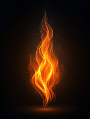 Fototapeta premium Realistic flame photograph showcasing vivid orange fire against black