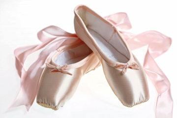 Elegant Pink Ballet Pointe Shoes, Isolated on Transparent Background