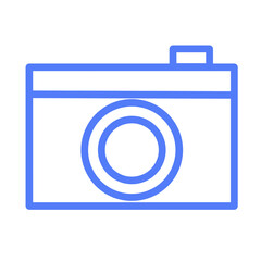 シンプルな青いカメラのアイコン　イラスト　素材