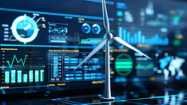 Advanced wind turbine featuring real time energy analytics dashboard for effective power monitoring