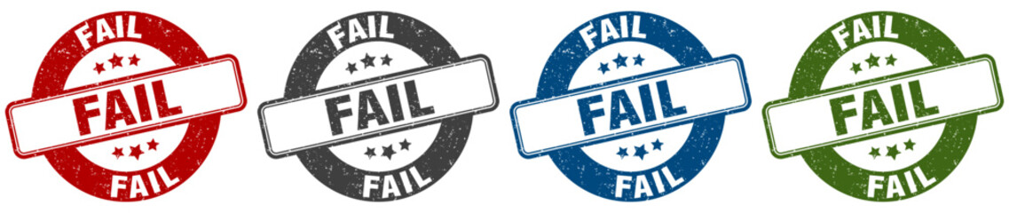 fail stamp. fail round stamp set isolated on white background