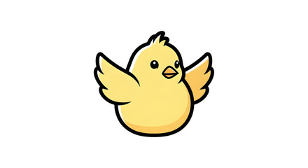 Adorable Cartoon Baby Chick with Spread Wings