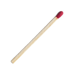 Close-Up of Wooden Match with Red Head, Minimalist Isolated Matchstick Image