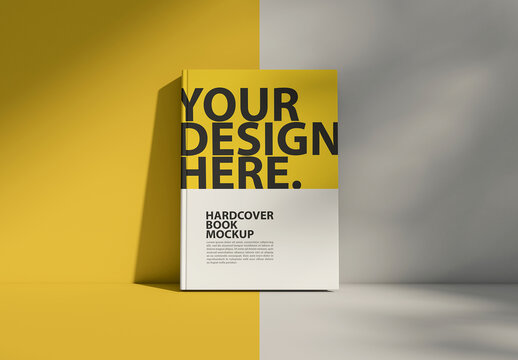 Vertical hard cover book mockup