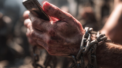 Obraz premium Enslaved by Technology