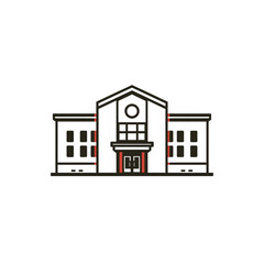 School Building Icon – Simplified Architectural Illustration with Symmetrical Design