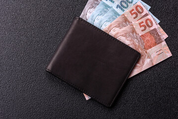 Cash paper money of Brazil, notes as a conceptual background of investment, savings