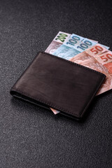 Cash paper money of Brazil, notes as a conceptual background of investment, savings