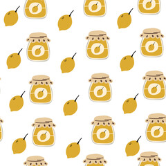 Lemon pattern. Vector illustration. Seamless pattern  Fruit background. Pattern for packing and decorating designs.