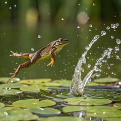frog in water