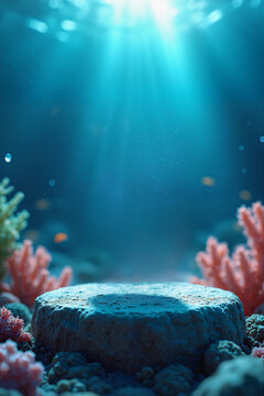 Sunlit Coral Reef: A Serene Underwater Paradise and Perfect Advertising Background
