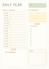 Minimalist daily planner template with schedule and to do list