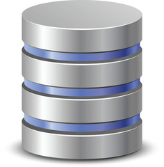 Metallic Database Icon – Vector Illustration