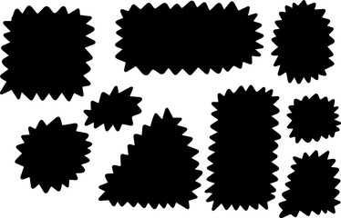 Corrugated Wave Set of Doodle Black Different Shape Frames with Scallop Edges