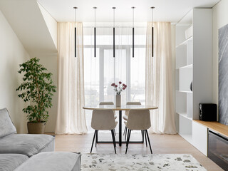 interior design. interior photography of an apartment for rent. One-room apartment with a simple...