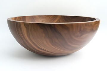 Elegant handcrafted wooden bowl, likely made of walnut, with a smooth, rounded shape, perfect for serving or display