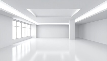 Fototapeta premium Empty white room with bright windows