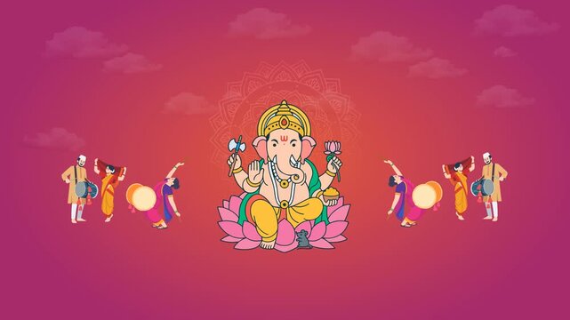 Ganesh Chaturthi Celebration Animation with Dancing Devotees