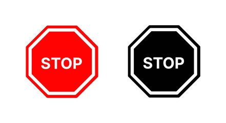 Set stop red sign icon, do not enter. Warning stop sign - stock vector