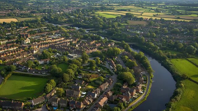 Aerial view of residential house surrounded by lush tropical trees near Luh Island
