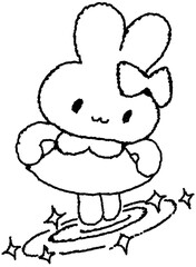 리본 단 토끼 캐릭터 반짝이 손그림 스티커