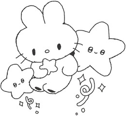 토끼 별 손그림 컬러링 이모티콘 © titi.drawing