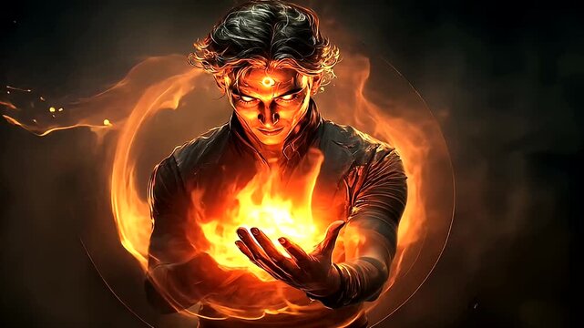 Fire mage with flaming sphere