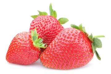 Fresh strawberries isolated on white. Seasonal berries